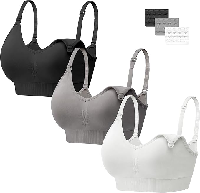 Pack de 3 sujetadores de lactancia sin aros con tirantes ajustables