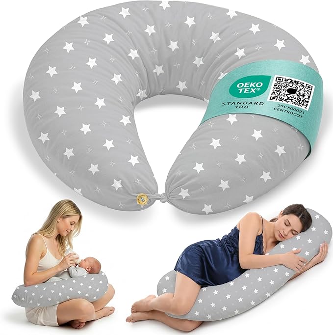 Almohada de embarazo y cojín de lactancia XXL Flowen con funda de algodón