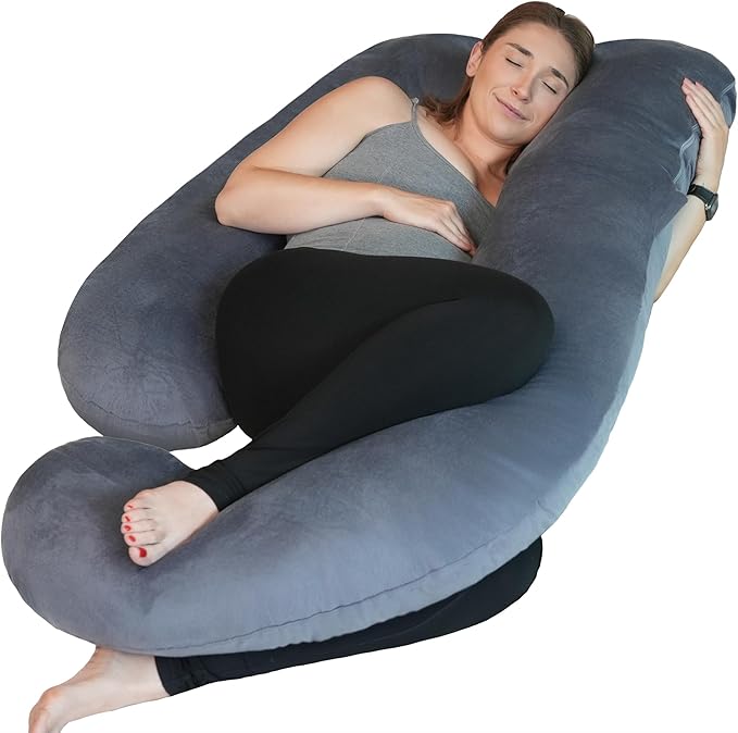 Almohada de embarazo en forma de U PinkFroggie con funda transpirable