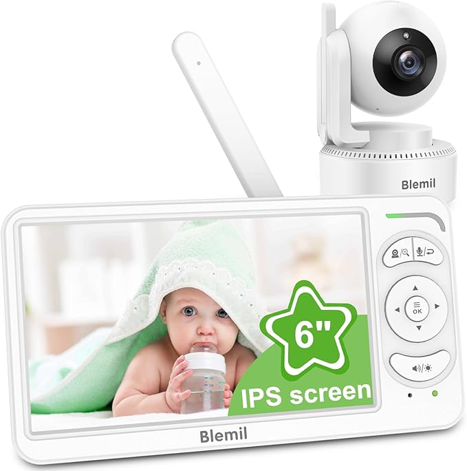 Cámara de vigilancia de bebé con pantalla IPS de 6 pulgadas sin WiFi