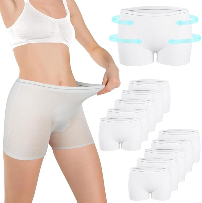 Set de 10 bragas posparto desechables de malla elástica