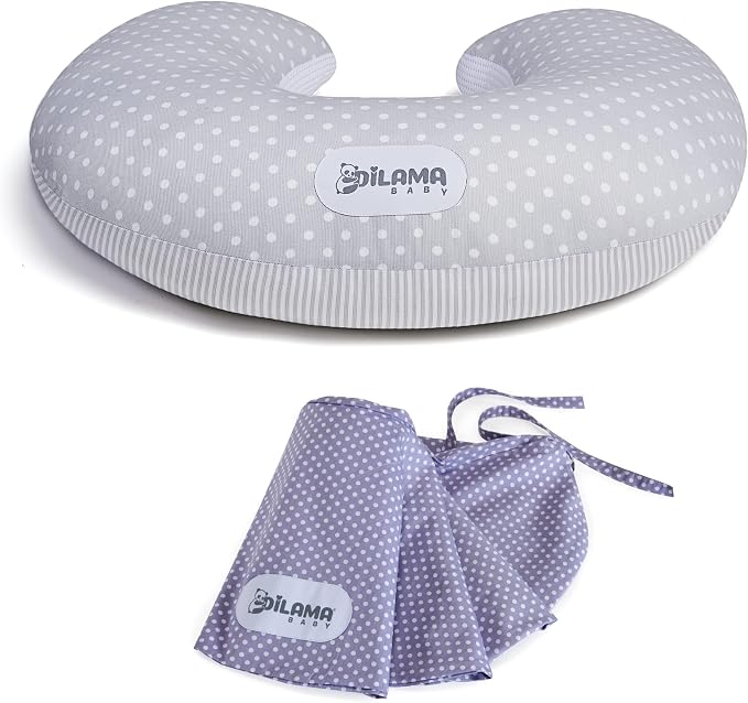 Cojín de lactancia Dilamababy con dos fundas de algodón y relleno regulable