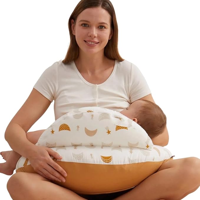 Cojín de lactancia ergonómico momcozy con borde de seguridad y correa ajustable