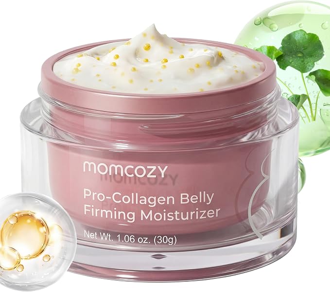Crema antiestrías reafirmante Momcozy con péptidos para el embarazo