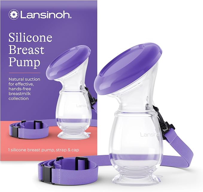 Colector de leche materna de silicona Lansinoh con tapa y correa