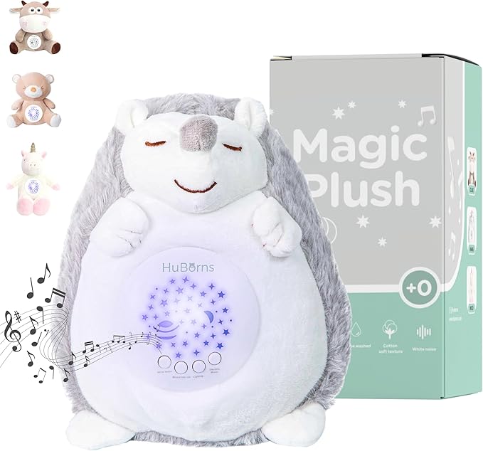 Peluche con ruido blanco para bebé y proyector de estrellas