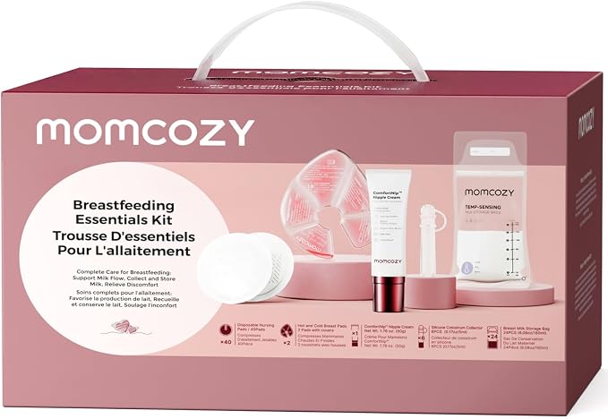 Kit posparto de 73 piezas para lactancia con discos compresas y crema de pezones