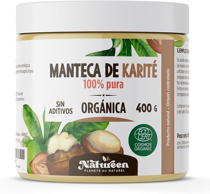Manteca de karité ecológica sin refinar de 400 g para cuerpo y cara