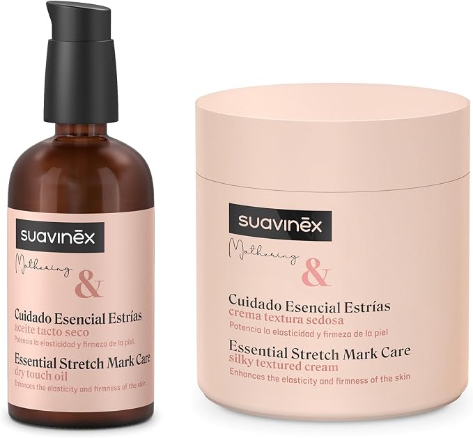 Pack cuidado estrías Suavinex de crema y aceite para embarazo y posparto