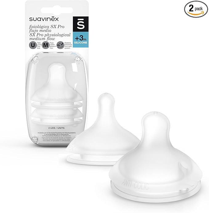 Pack de 2 tetinas fisiológicas SX Pro de silicona para biberones Suavinex