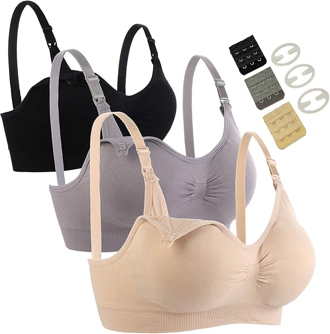 Pack de 3 sujetadores de lactancia sin costuras para mujer
