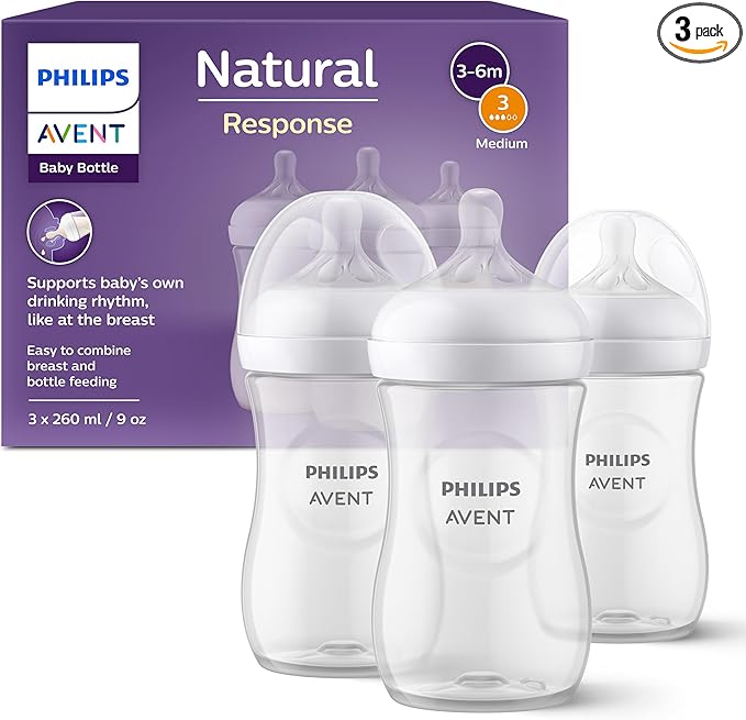 Pack de 3 biberones Natural Response de 260 ml para recién nacidos