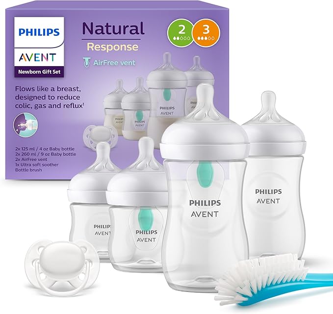 Set de regalo para recién nacidos con cuatro biberones AirFree y chupete